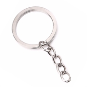 Nøglering med kæde. Forsølvet. 60 mm